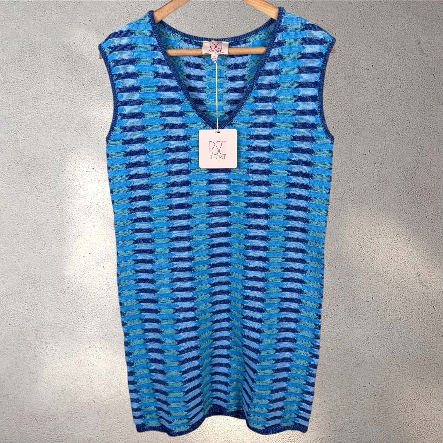 Rhowe Anna Cate Madelyn Dress In Cobalt Aqua Knit Mini Nwt Sz M